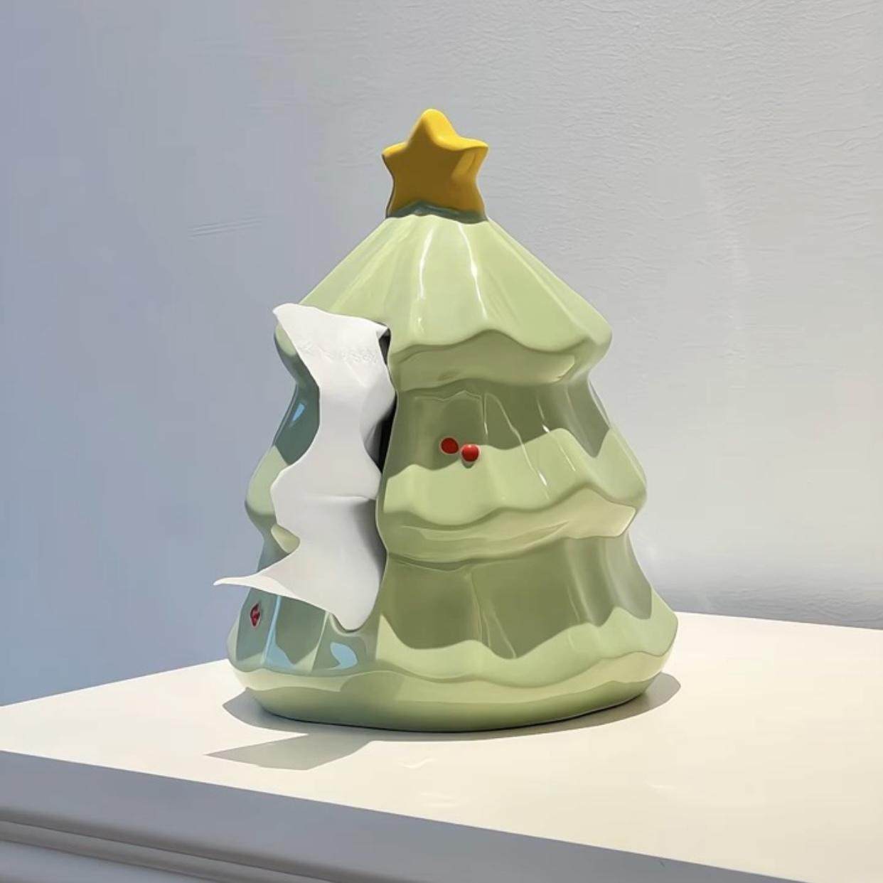 圣诞树纸巾盒家用客厅餐厅高档陶瓷桌面抽纸盒新款创意牙签收纳盒,收纳整理,纸巾盒,淘宝优惠券,粉丝福利购,淘宝优惠卷