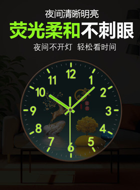 轻奢静音钟表蓄能夜光现代简约家居网红挂钟日历装饰创意石英钟