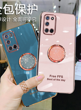 哥伦巴斯适用oppoa52手机壳创意时钟指环支架a72全包摄像头保护套a72电镀防摔A52软壳网红潮ins男女款PDAM10
