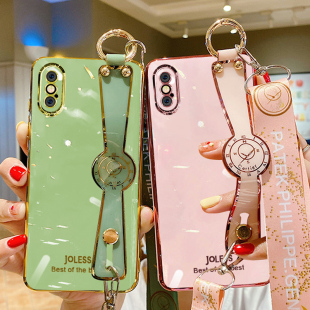 哥伦巴斯适用苹果x手机壳女款潮牌高档iphonexr硅胶防摔软壳iphonex全包镜头网红ins奢华XR新款腕带简约挂绳