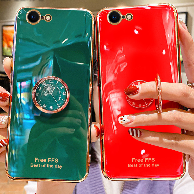 哥伦巴斯适用苹果6s手机壳女款潮高档全包镜头iphone6plus保护套防摔创意时钟指环支架i6s硅胶软壳ins网红i6s