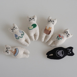 喵星人手工刺绣diy材料包ins风猫咪胸针可爱钥匙扣挂件创意礼物