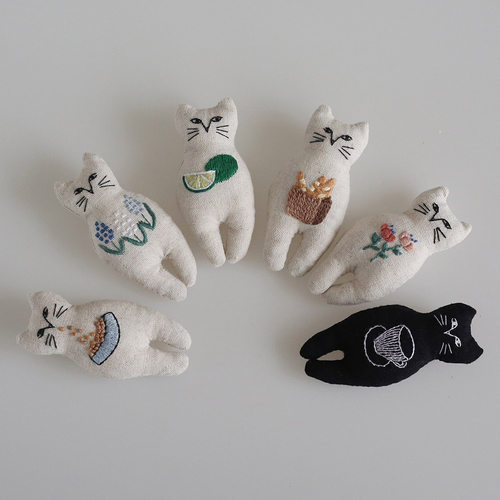 喵星人手工刺绣diy材料包ins风猫咪胸针可爱钥匙扣挂件闺蜜礼物