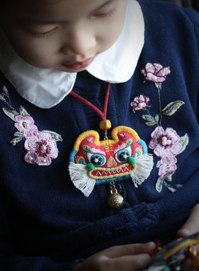花寄  虎平安锁刺绣diy手工材料包香囊宝宝项链挂件国风原创礼物