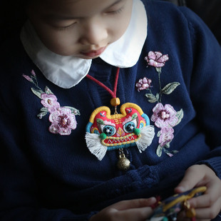 花寄  虎平安锁刺绣diy手工材料包香囊宝宝项链挂件国风原创礼物