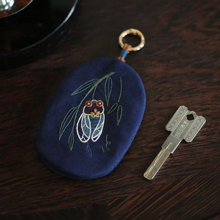 花寄 蝉刺绣diy手工材料包钥匙包保护套中国绣字亲友国风新年礼物