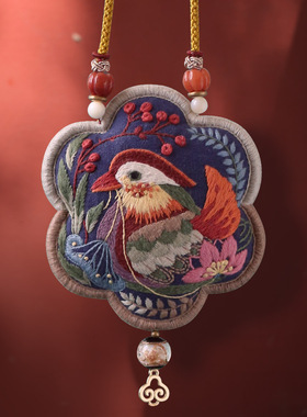 花寄 鸳鸯刺绣diy材料包手工绣花荷包香囊定情信物中式婚礼物新年