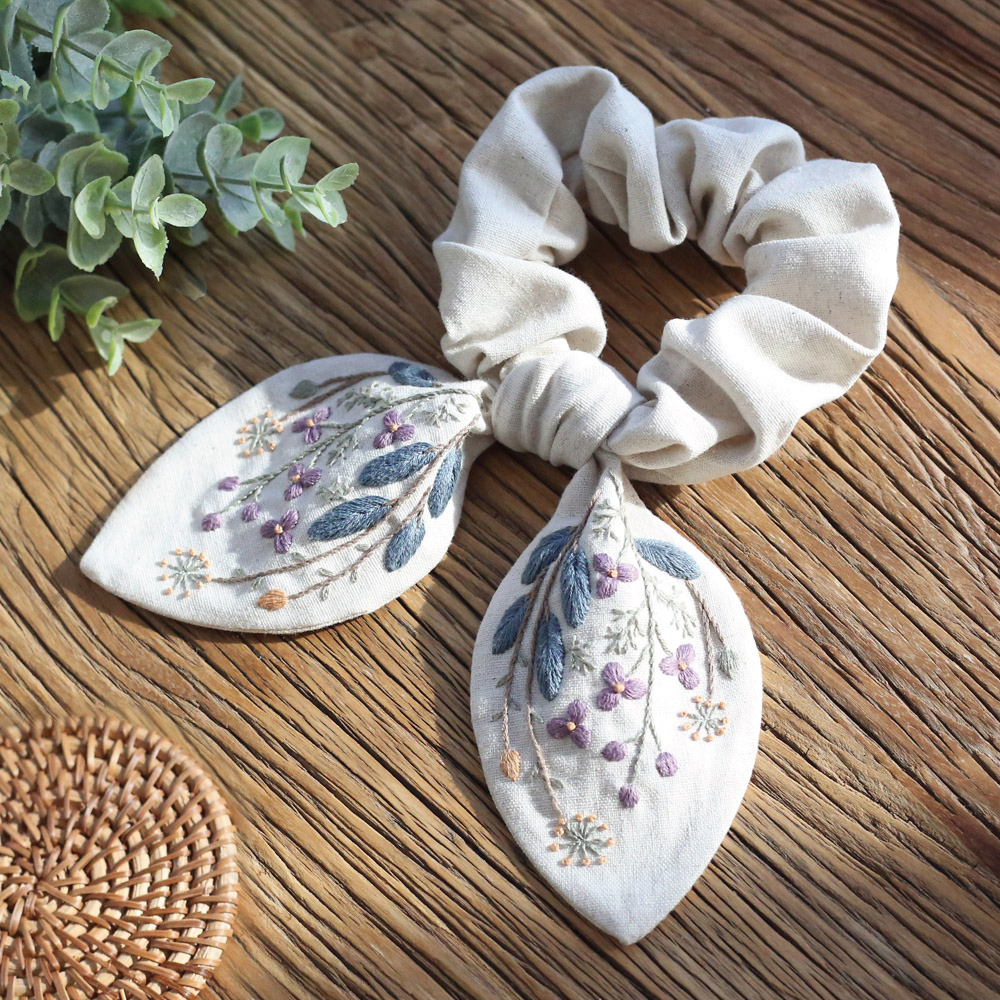 花寄 刺绣diy材料包手工制作兔耳朵发饰大肠发圈自制闺蜜妈妈礼物