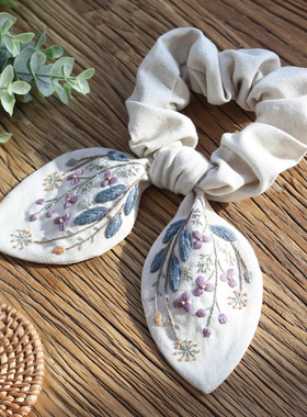 花寄 刺绣diy材料包手工制作兔耳朵发饰大肠发圈自制闺蜜妈妈礼物