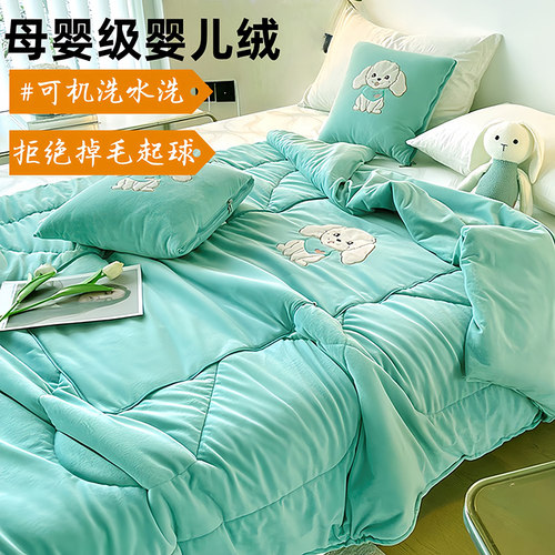 婴儿绒抱枕被子两用车载枕头