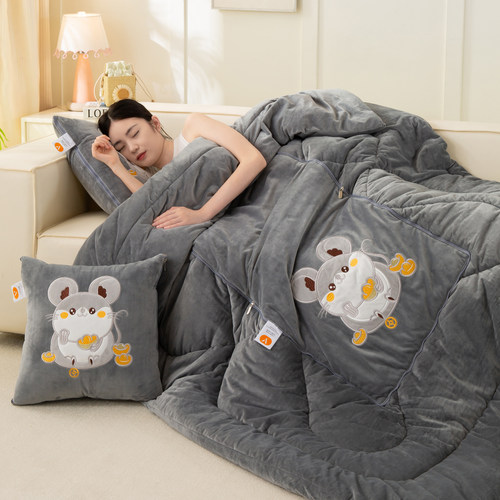 抱枕被子两用车用A类秋冬加厚折叠靠枕枕头被办公室午休毯二合一