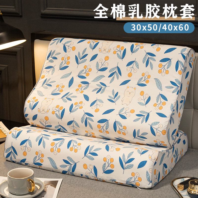 乳胶枕套40cmx60cm全棉30x50一对装小清新儿童纯棉枕头套40x60枕