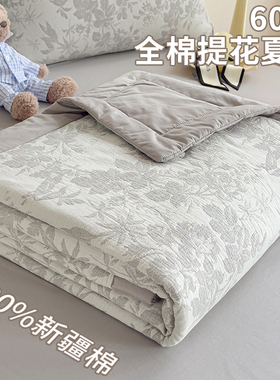 全棉双层纱提花夏凉被夏季A类大豆空调被单人可机水洗薄款春秋被