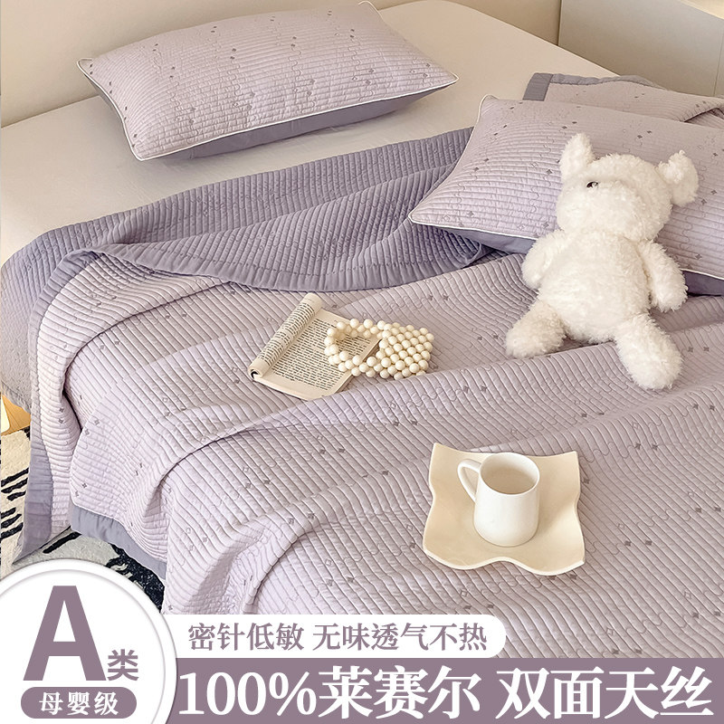 夏季A类双面天丝床盖榻榻米夹棉炕单三件式床组2025新款四季通用