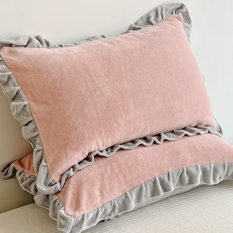 ins牛奶绒枕套一对装48x74加厚珊瑚绒枕头套单个宿舍枕芯套内胆套