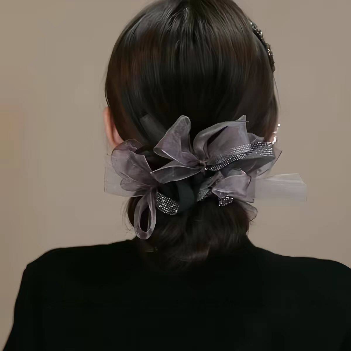韩系网纱大肠发圈女高级感洋气时尚头花丸子头发绳扎头发皮筋头绳