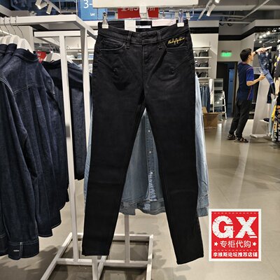 专柜正品Lee优形丹宁418修身收脚百搭黑色女牛仔裤LWN4185TRAUD