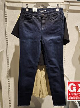 专柜正品Lee优形丹宁417修身收脚毛边深蓝女牛仔裤L134174TW34H