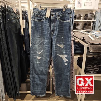 LEE男士753版宽松直筒101+马毛补丁牛仔裤LMB2467536VG00F-A06131