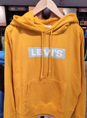 Levis李维斯 女士时尚休闲LOGO印花黄色连帽长袖卫衣 18487-0114