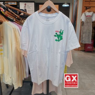 T恤56152 仙人掌白宽松刺绣纯棉短袖 0008 s李维斯男女同款 Levi