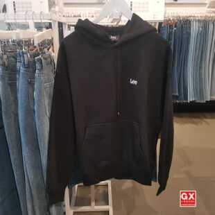 正品 韩国设计款 宽松连帽Logo黑色卫衣LUT006414203193 A04854 Lee