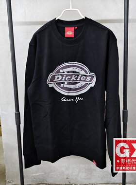Dickies 男款圆领Logo字母印花宽松休闲运动卫衣DK010824BLK1