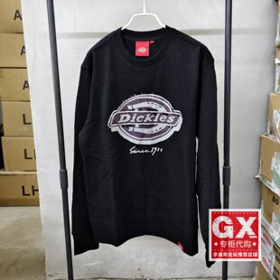 Dickies 男款圆领Logo字母印花宽松休闲运动卫衣DK010824BLK1