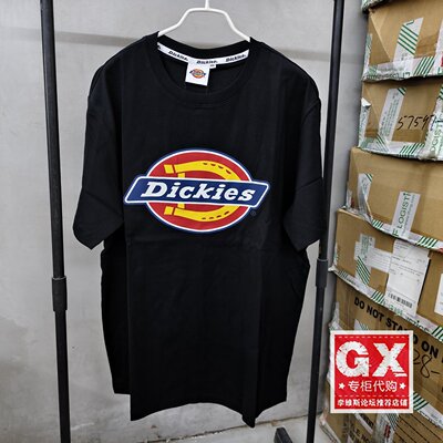 正品Dickies迪凯斯夏男式经典款logo圆领印花短袖T恤DK008732BLK1