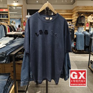 T恤003N6 宽松短袖 0000 Levis李维斯男贴布绣标蓝色时尚 专柜正品