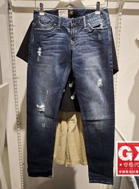 专柜正品李Lee403修身深蓝色收脚女水洗小直筒牛仔裤LWS4031UB3FS