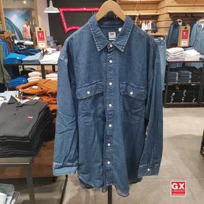 时尚深宽松牛仔休闲长袖衬衫