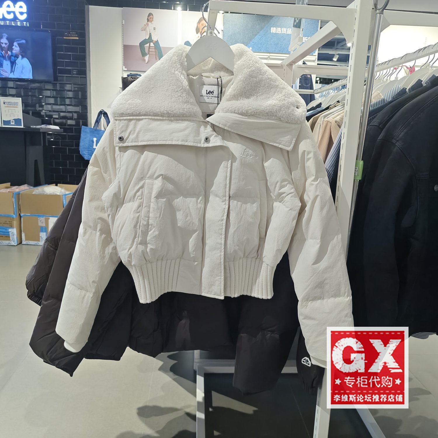 Lee正品 2024秋冬白色女款拼接羽绒服LWT008268205995-A00005