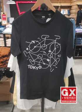 正品Levis李维斯2022宽松纯棉黑色圆领印花男士短袖T恤16211-0014