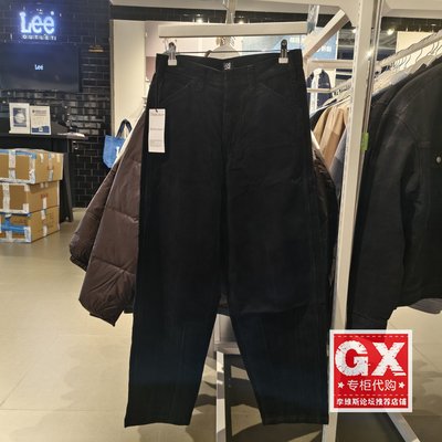 正品Lee 男黑色灯芯绒中腰长款宽松休闲裤 LMB004054200061K11000