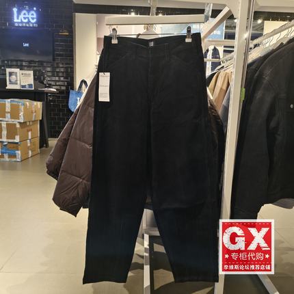正品Lee 男黑色灯芯绒中腰长款宽松休闲裤 LMB004054200061K11000