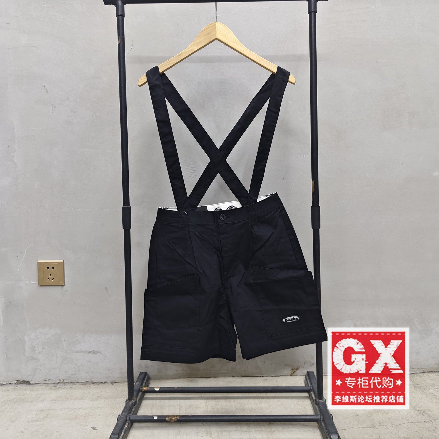 专柜正品DICKIES女士黑色纯棉背带休闲短裤DK0102297BLK1