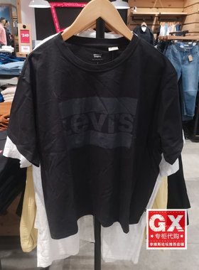 正品Levis李维斯印花2022女士黑色圆领纯棉时尚短袖T恤39389-0009