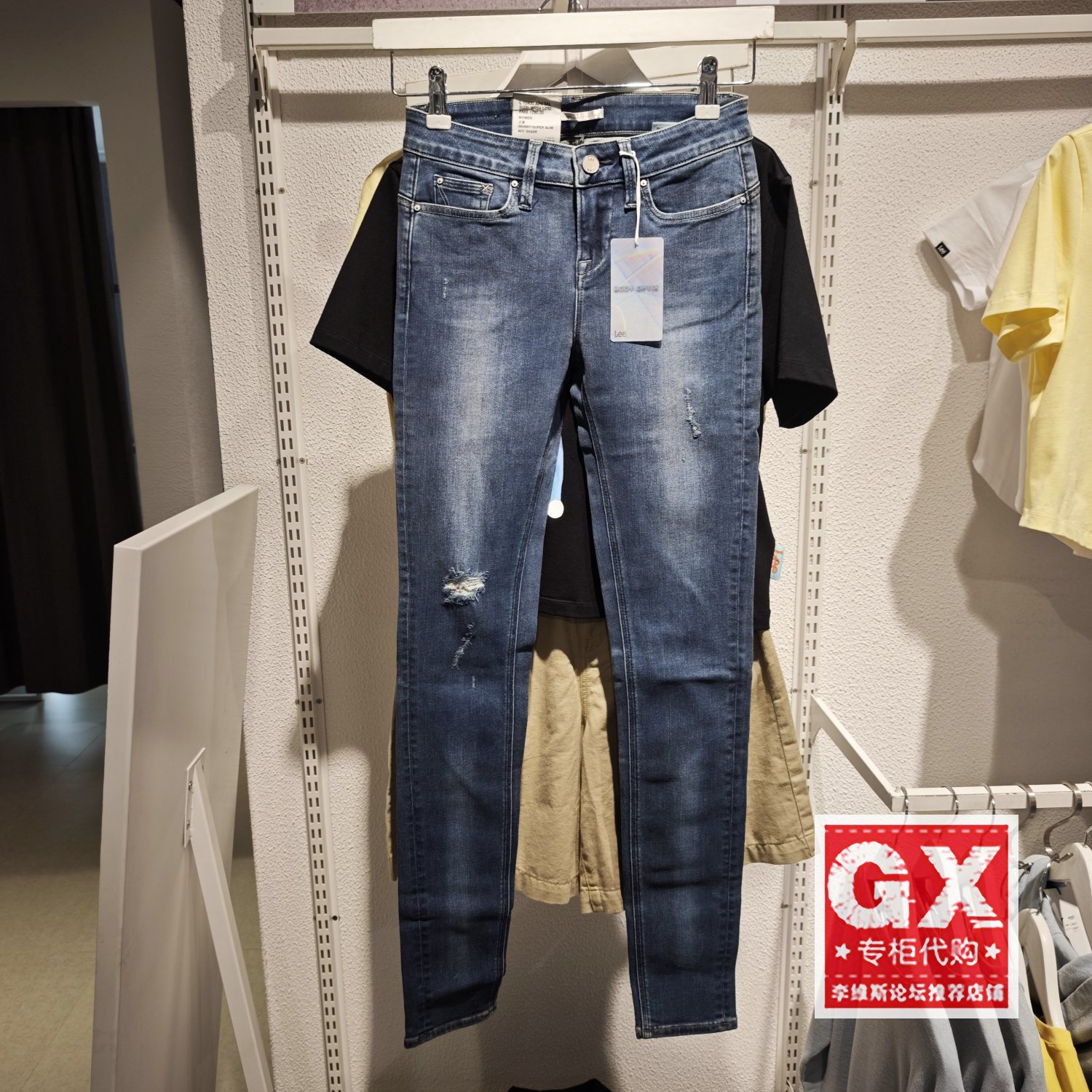 专柜正品Lee女400版型时尚中腰贴身窄脚显瘦牛仔裤L12400AP43AL