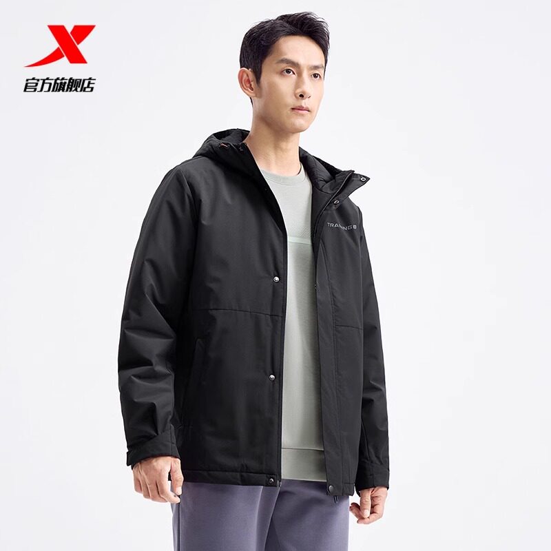 特步火烬薪传棉服男装2024冬季新款连帽保暖加厚外套976429170151