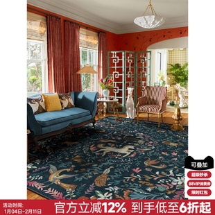楼兰美惠 法式蓝色独角兽中古地毯客厅衣帽间防水零甲醛波斯风格