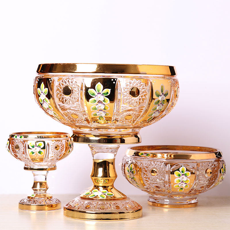 Czech Republic technology Gold-plated Enamel Crystal glass Fruit plate originality modern a living room Fruit plate European style marry giftin the Tableware , Tableware , Fruit bowl/Fruit plate/Hamper  category - from Buy2taobao.com to provide professional Taobao agent buy service