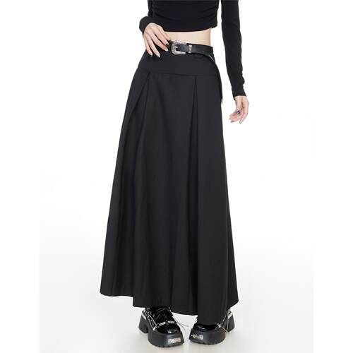 高级高腰百褶半身裙女202