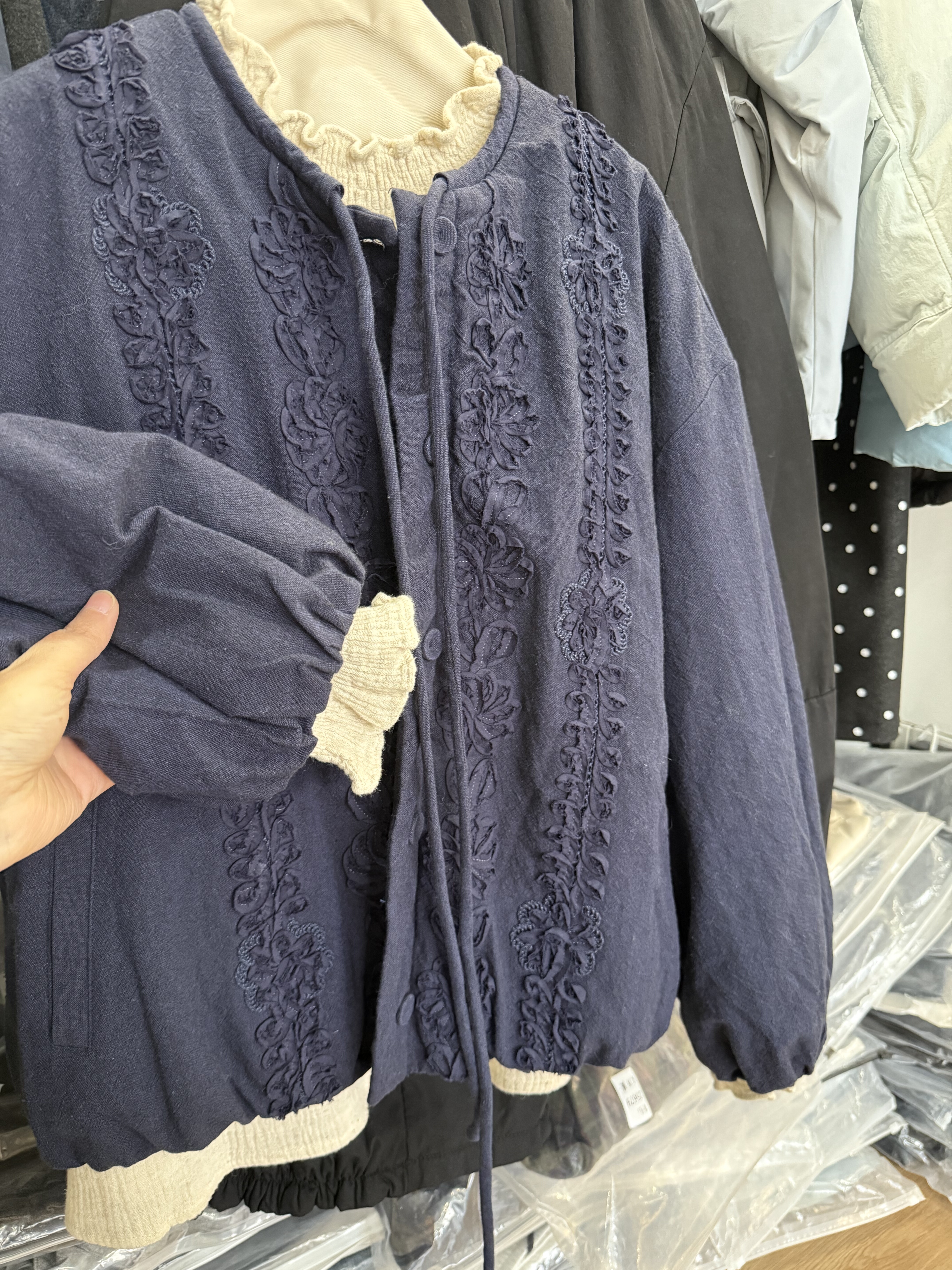 圆领苎麻棉服重工刺绣夹棉棉服外套文艺百搭小个子棉袄女秋冬,女装/女士精品,棉衣/棉服,淘宝优惠券,粉丝福利购,淘宝优惠卷