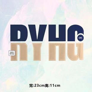 潮牌时尚英文RYHG两色拼接字母白墨现货印花图案衣服高弹烫画贴标