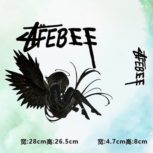 潮牌afebee翅膀天使女孩图案烫画贴时尚印花衣服贴热转印贴纸