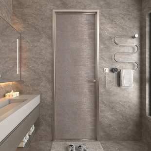 奢华高端钛镁铝合金淋浴房平开门单层艺术玻璃门厕所门卫生间门