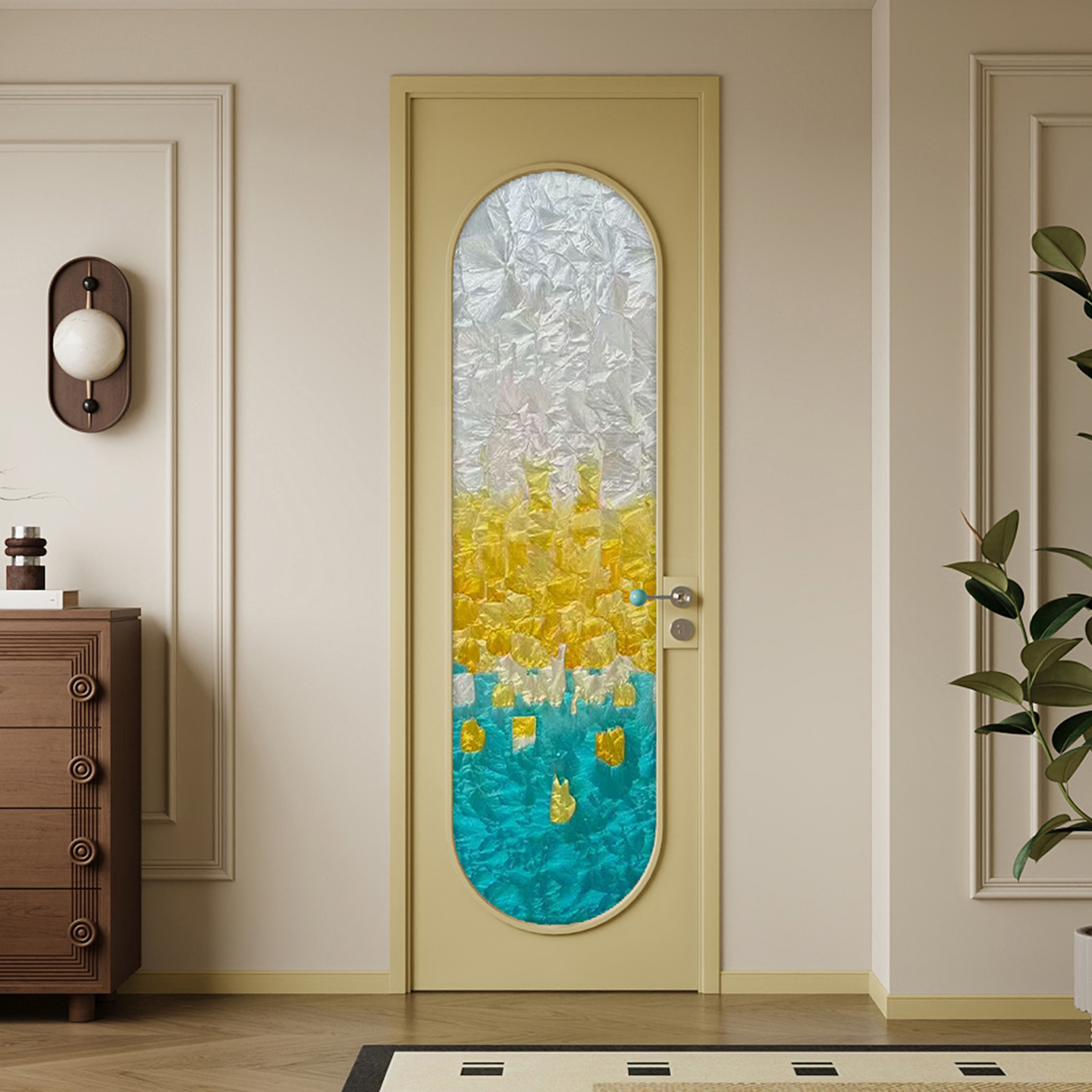 法式复古珐琅彩色卫生间门厕所洗手间隔断门钛镁铝合金玻璃平开门