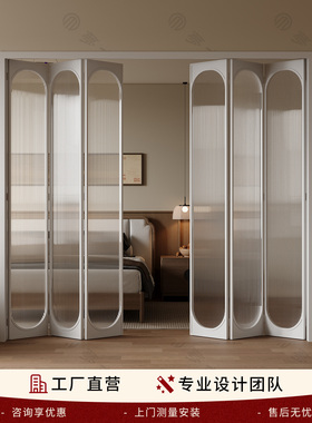 法式复古折叠门隔断门推拉门厨房客厅阳台卫生间钛镁铝合金玻璃门