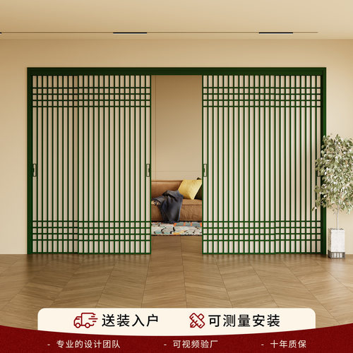 法式复古三联动厨房推拉门阳台卧室中古风隔断吊轨屏风移门定制